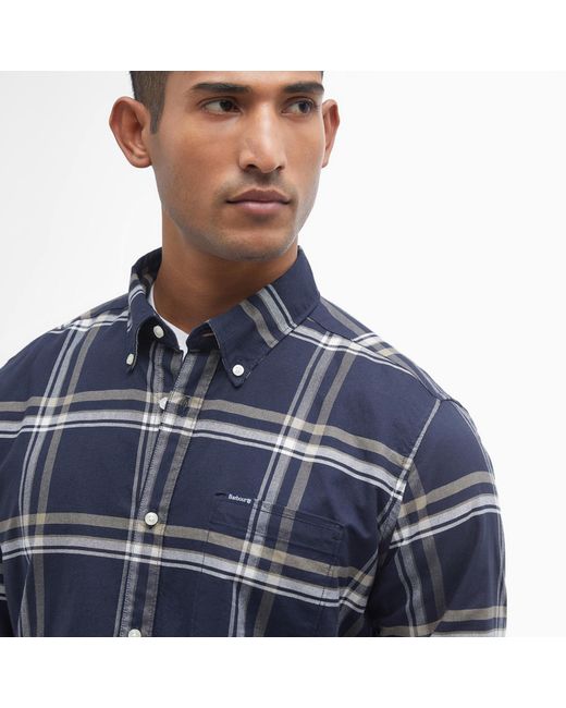Barbour Blue Nethertown Tailored Long Sleeve Shirt for men
