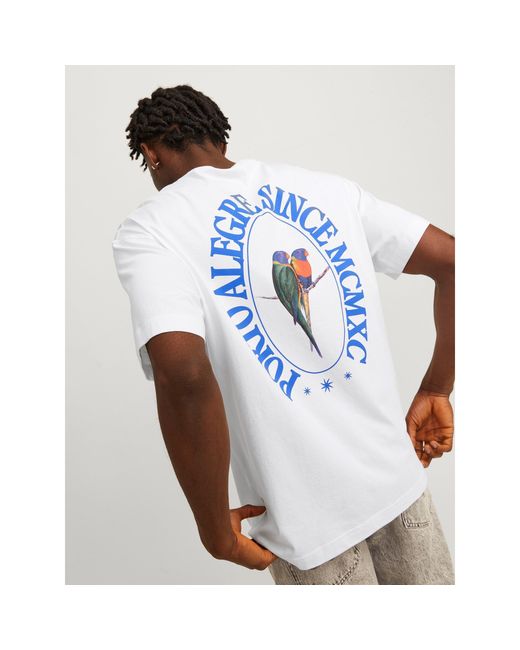 Jack & Jones White And Regular Fit Crew Neck Short Sleeve T-Shirt for men