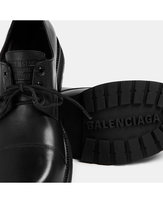 Balenciaga Black Leather Derby Shoes for men