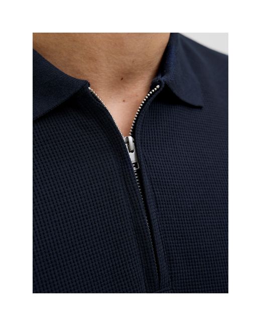 Jack & Jones Blue Austin Zip Polo for men