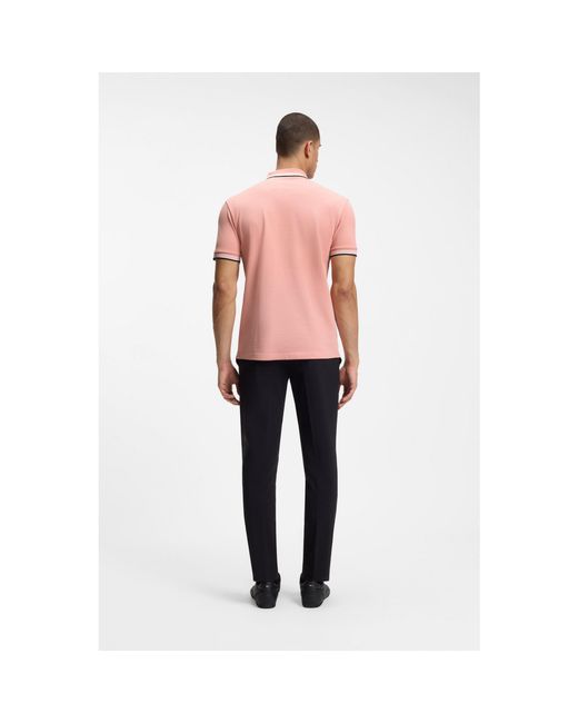 Boss Pink Paddy Polo Shirt With Contrast Tipping for men