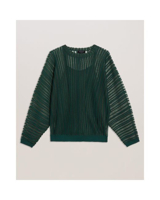 Ted Baker Green Striped Knitted Top