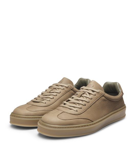 Boss Brown Zarek Double Breasted Leather Lace Up Low-Top Trainers for men