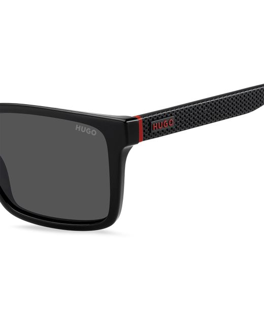 HUGO Black Rectangular Wayfarer Sunglasses for men