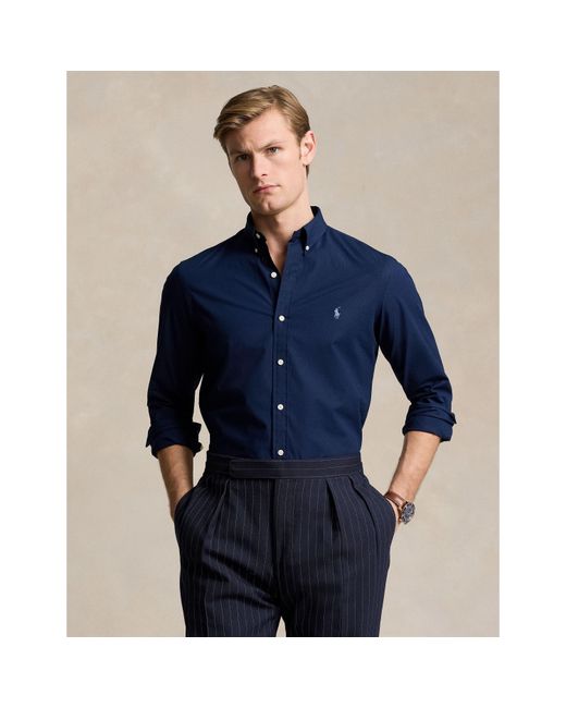 Polo Ralph Lauren Blue Slim Fit Poplin Long-Sleeve Shirt for men