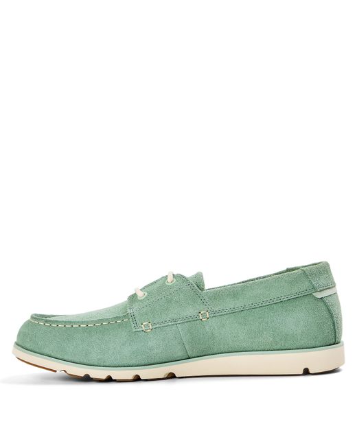 Timberland Green Grafton Bay Lace Up Dark Boat Shoes for men