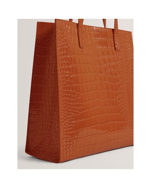 Ted Baker Orange Large Croc Icon Tote Bag