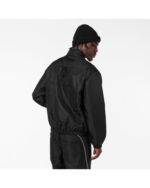 Represent Black 'S Ribbed Collar Bomber Jacket for men