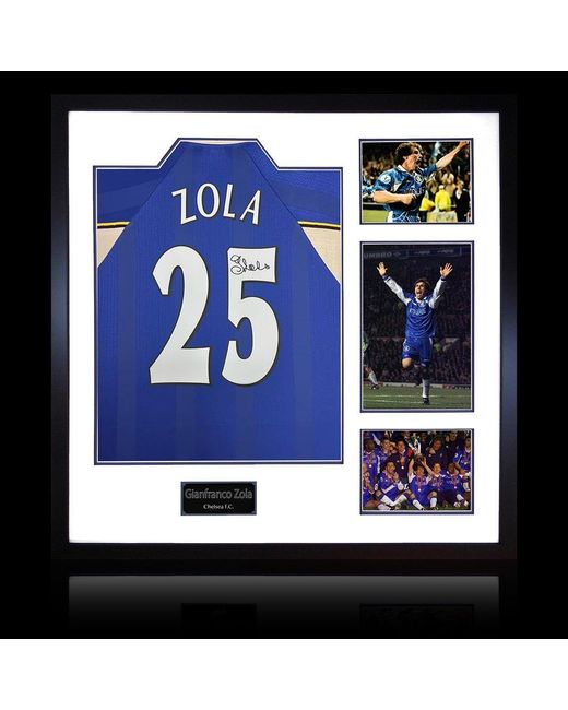 The Fan Cave Blue Gianfranco Zola Signed Chelsea Premierleague Shirt
