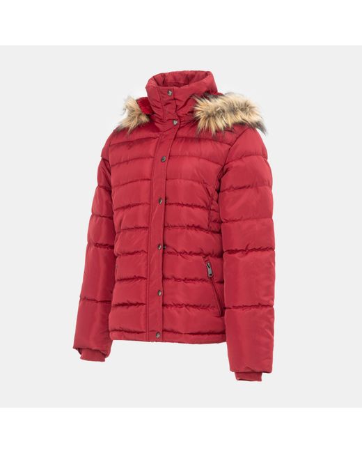 I Saw It First Red Isif Detachable Hood Fur Trim Sherpa Lined Parka