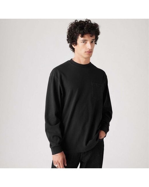 Levi's Black Authentic Pocket Long Sleeve T-Shirt for men