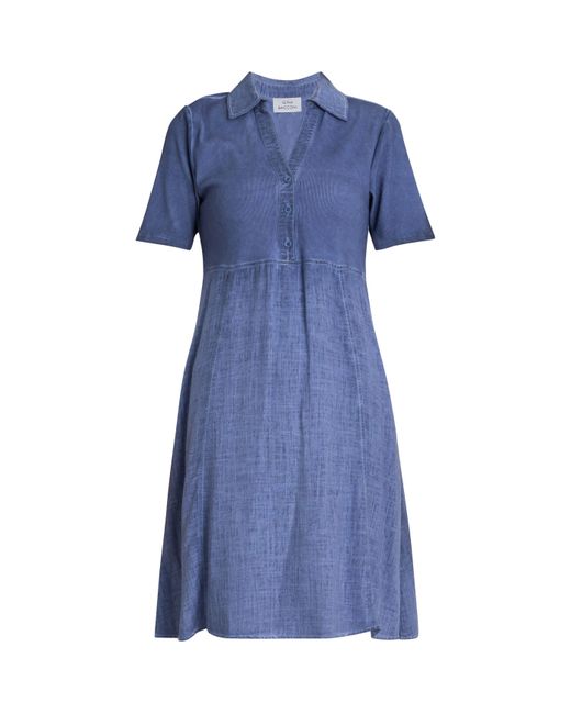 Gina Bacconi Blue Aaliyah Chambray Demin And Jersey Dress