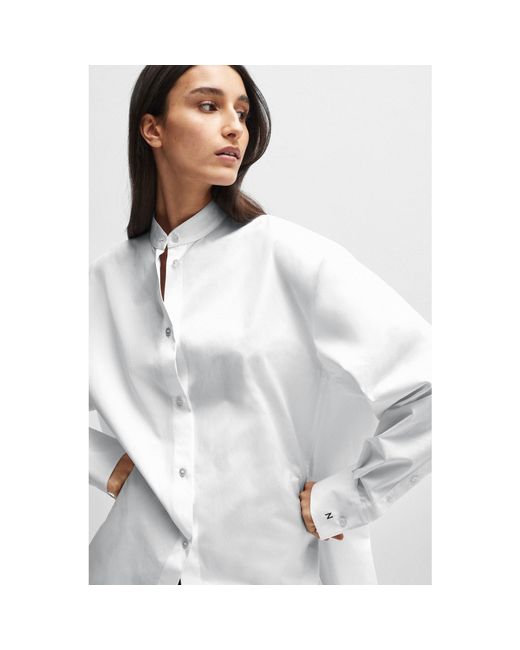 Boss White Boltera Long Sleeve Blouse