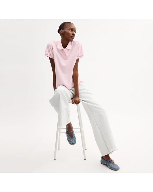 COACH Pink Culpted C Maryjane Ballet Pumps