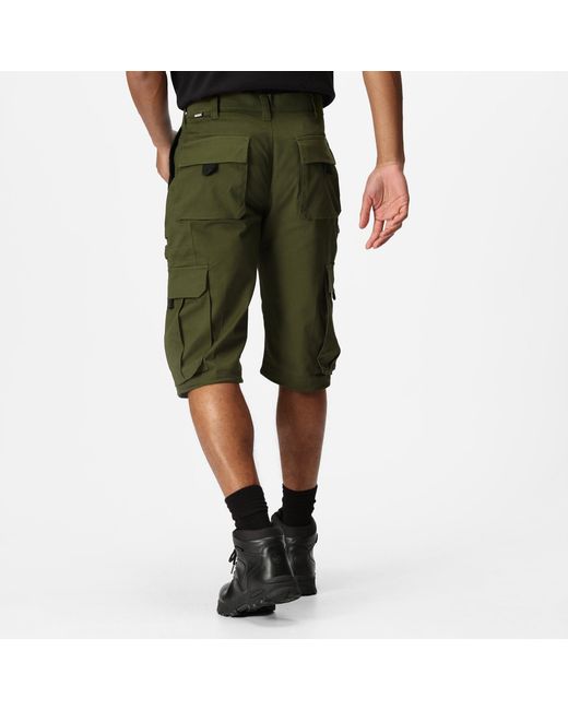 Regatta Green Utility Reinforced Multi-Pocket Work Shorts for men