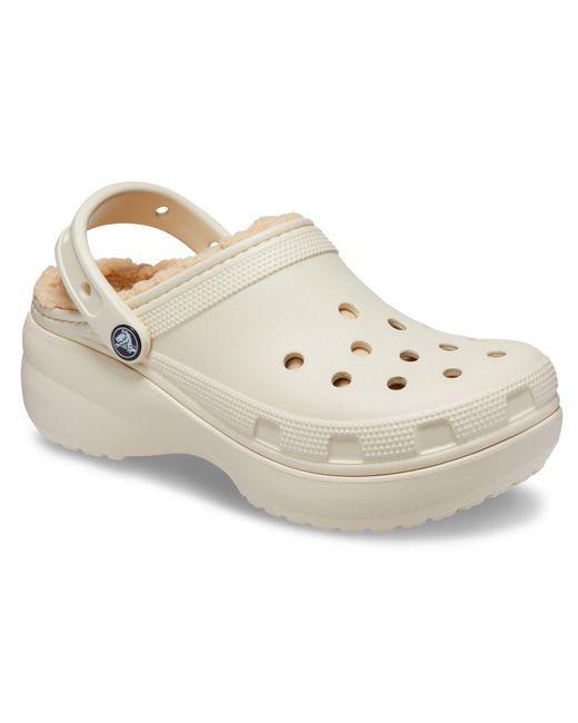 CROCSTM Natural Classic Platform Lined Mule Slippers