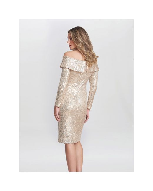 Gina Bacconi Gray Anthea Off The Shoulder Sequin Dress