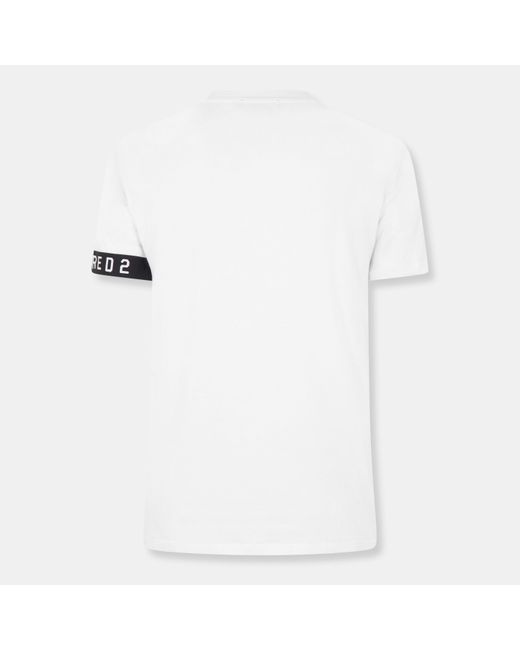 DSquared² White Dsq Band Logo Slim Fit T-Shirt for men