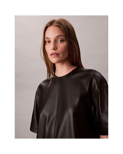 Calvin Klein Black Textured T-Shirt Dress