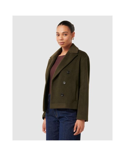 Forever New Green Khloe Double-Breasted Peacoat