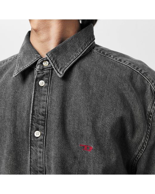 DIESEL Gray Long-Sleeve Denim Shirt for men
