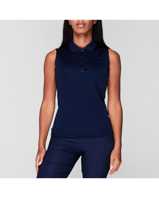 Callaway Apparel Blue Sleeveless Knit Polo Shirt Ladies
