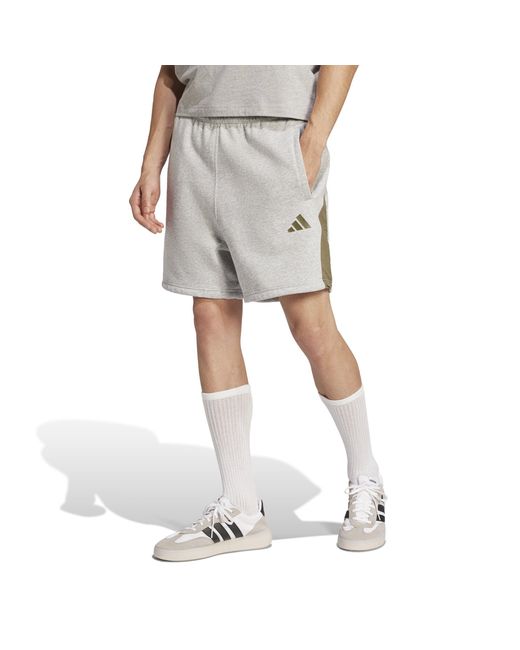 Adidas Gray Seasonal Essentials Colorblock Shorts for men