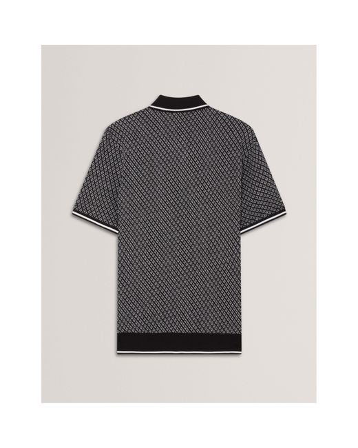 Ted Baker Gray Texture Short Sleeve Polo Shirt for men