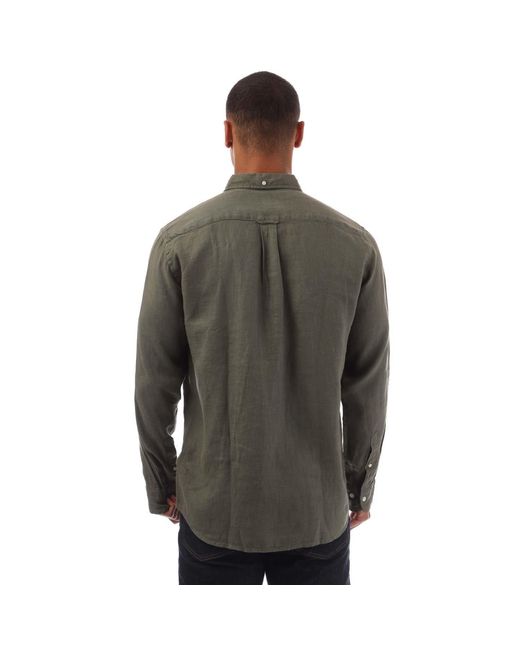 Gant Green Regular Fit Garment Dyed Linen Shirt for men