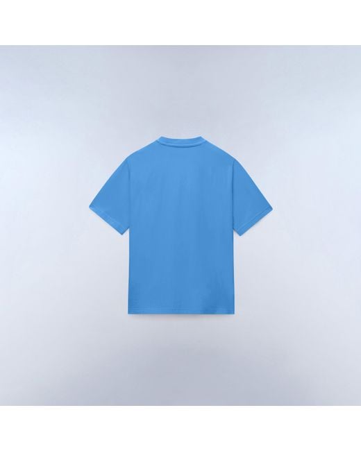 Napapijri Blue Nap Box Logo Short Sleeve T-Shirt for men