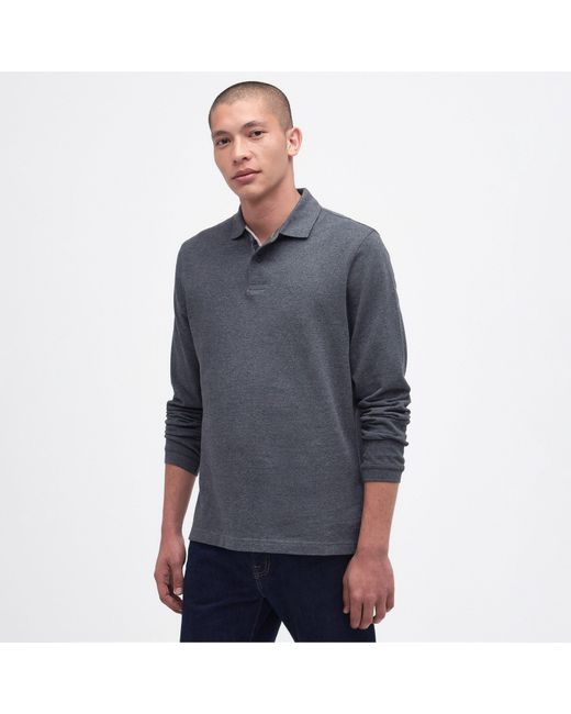 Barbour Blue Essentials Long Sleeve Polo Shirt for men