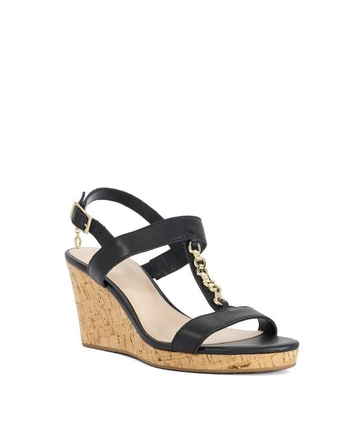 Dune Black Kasslie Wedge Heeled Sandals