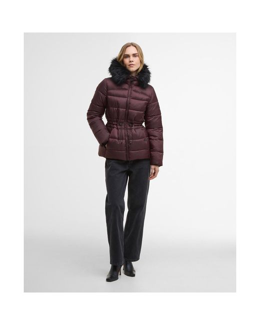 Barbour Purple Cher Detachable Hood Long Sleeve Medium Puffer Jacket