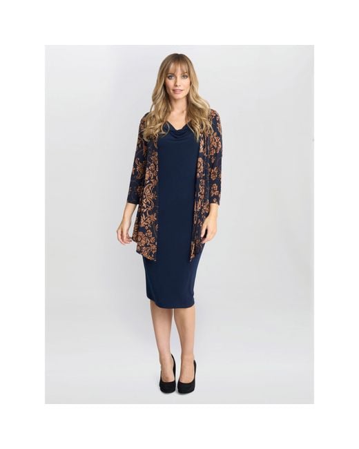 Gina Bacconi Blue Cara Mock Dress And Jacket