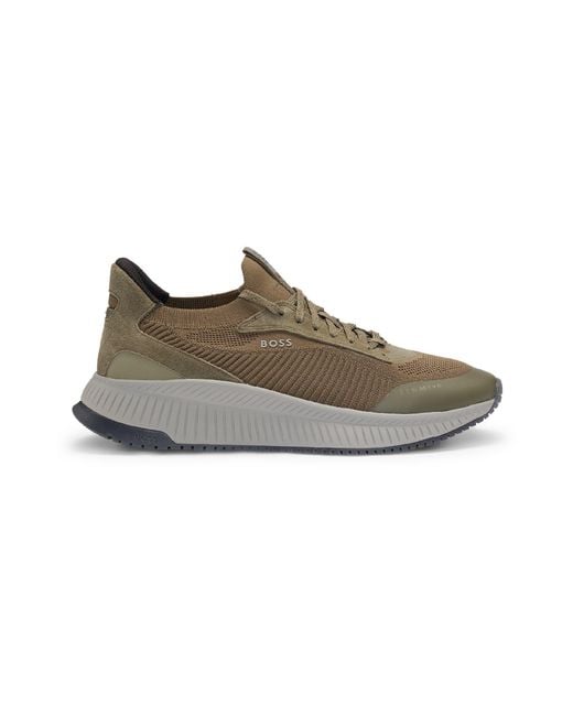 Boss Gray Ttnm Evo Trainers With Signature Detailing for men