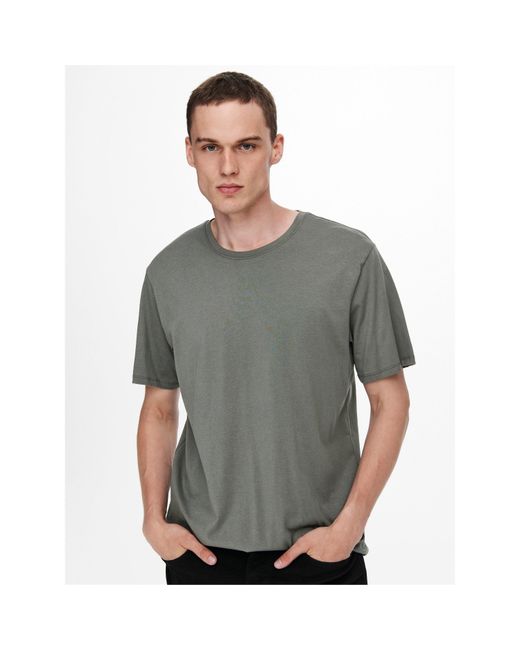Only & Sons Gray Oversized T-Shirt for men