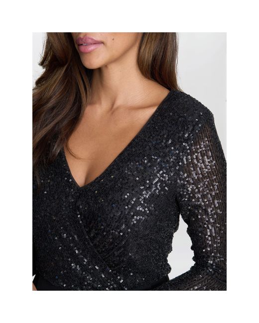 Gina Bacconi Blue Allegra Sequin Crepe Jumpsuit