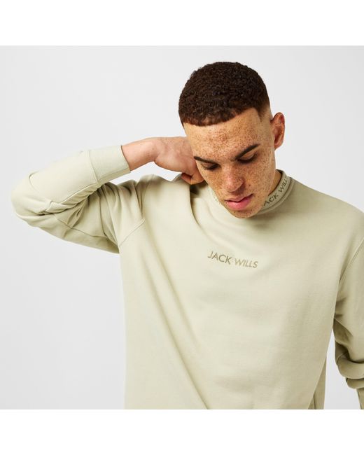 Jack Wills Natural Jacquard Crew Sweatshirt for men