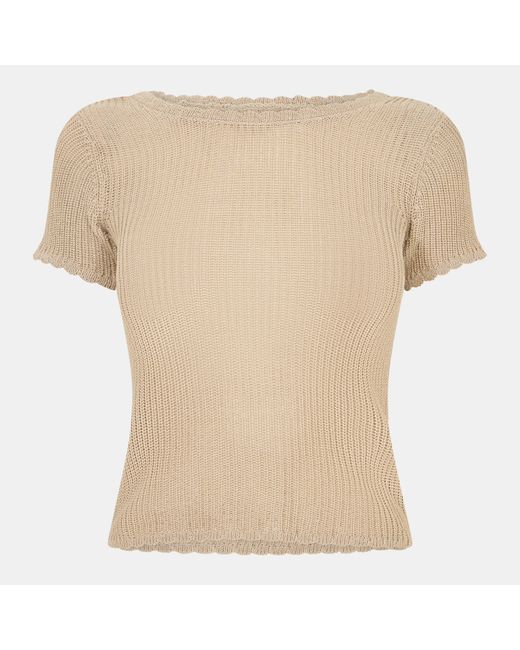 Jack Wills Natural Crochet Open Back Tee