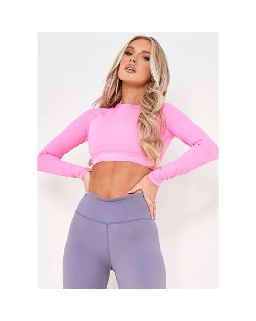 Missy Empire Purple Long Sleeve Gym Crop Top