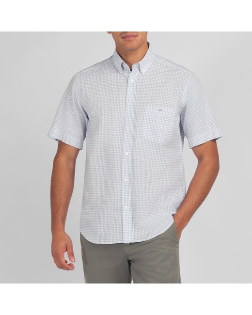 Eden Park Blue Checked Cotton Dobby Shirt for men