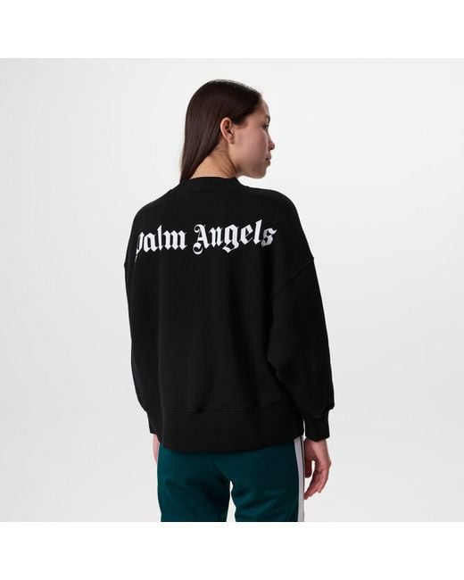 Palm Angels Black Classic Curved Logo Crew-neck Sweater