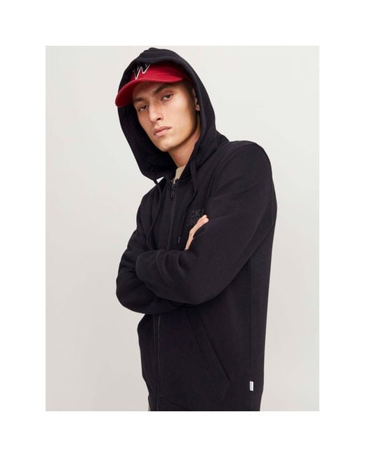 Jack & Jones Blue Corp Logo Sweat Zip Hood for men