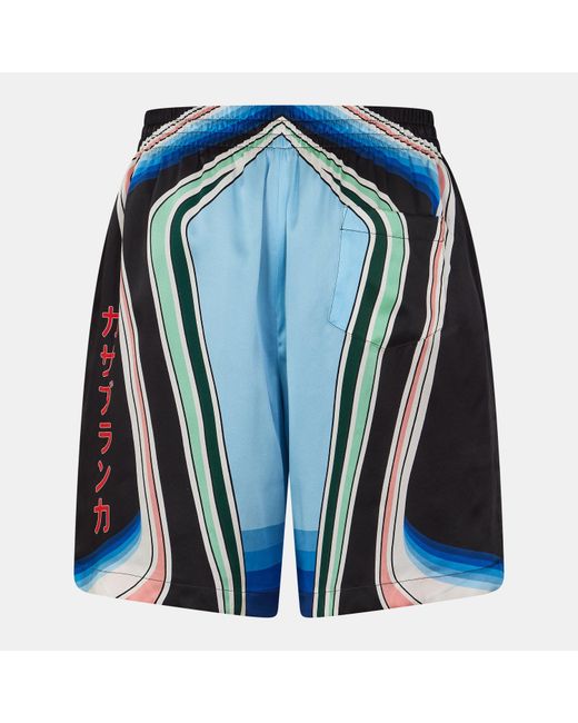 Casablanca Blue Pattern Woven Elasticated Tracksuit Shorts for men