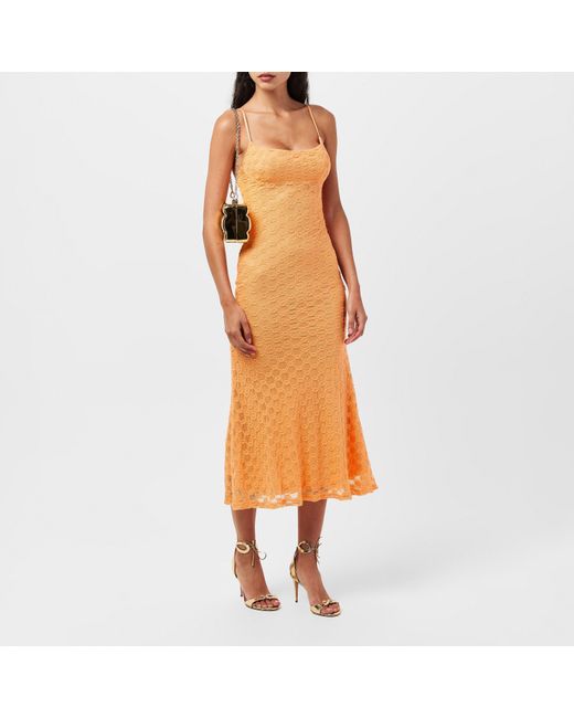 Bardot Orange Adoni Mesh Midi Dress