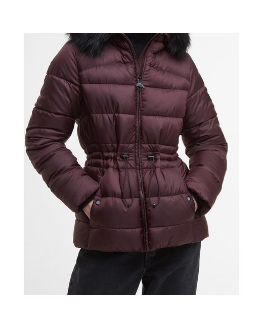 Barbour Purple Cher Detachable Hood Long Sleeve Medium Puffer Jacket