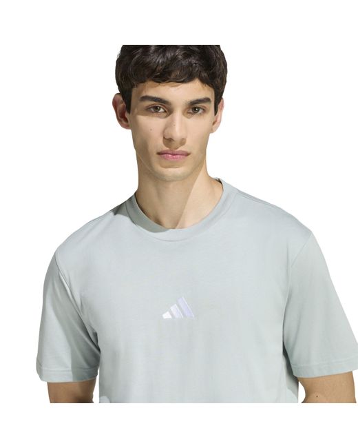 Adidas Blue Essentials Single Jersey Logo T-Shirt for men
