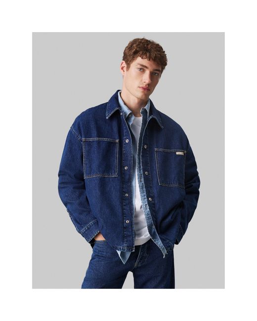 Calvin Klein Blue Relaxed Shirt Jacket for men