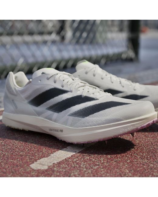 Adidas White Adizero Avanti Tyo Track Running Spikes for men