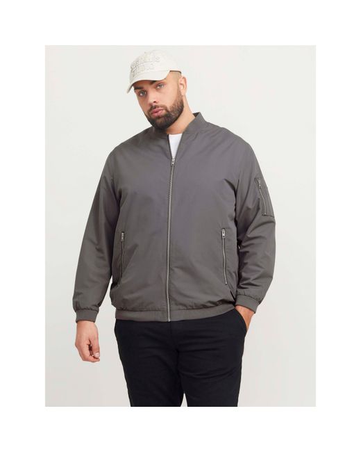 Jack & Jones Gray Rush Bomber Jacket for men
